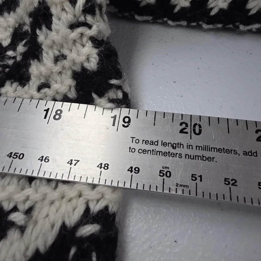 RuffHewn Sweater Womens Large Black White Fair Isle Wool Blend Crewneck Pullover - Picture 8 of 9